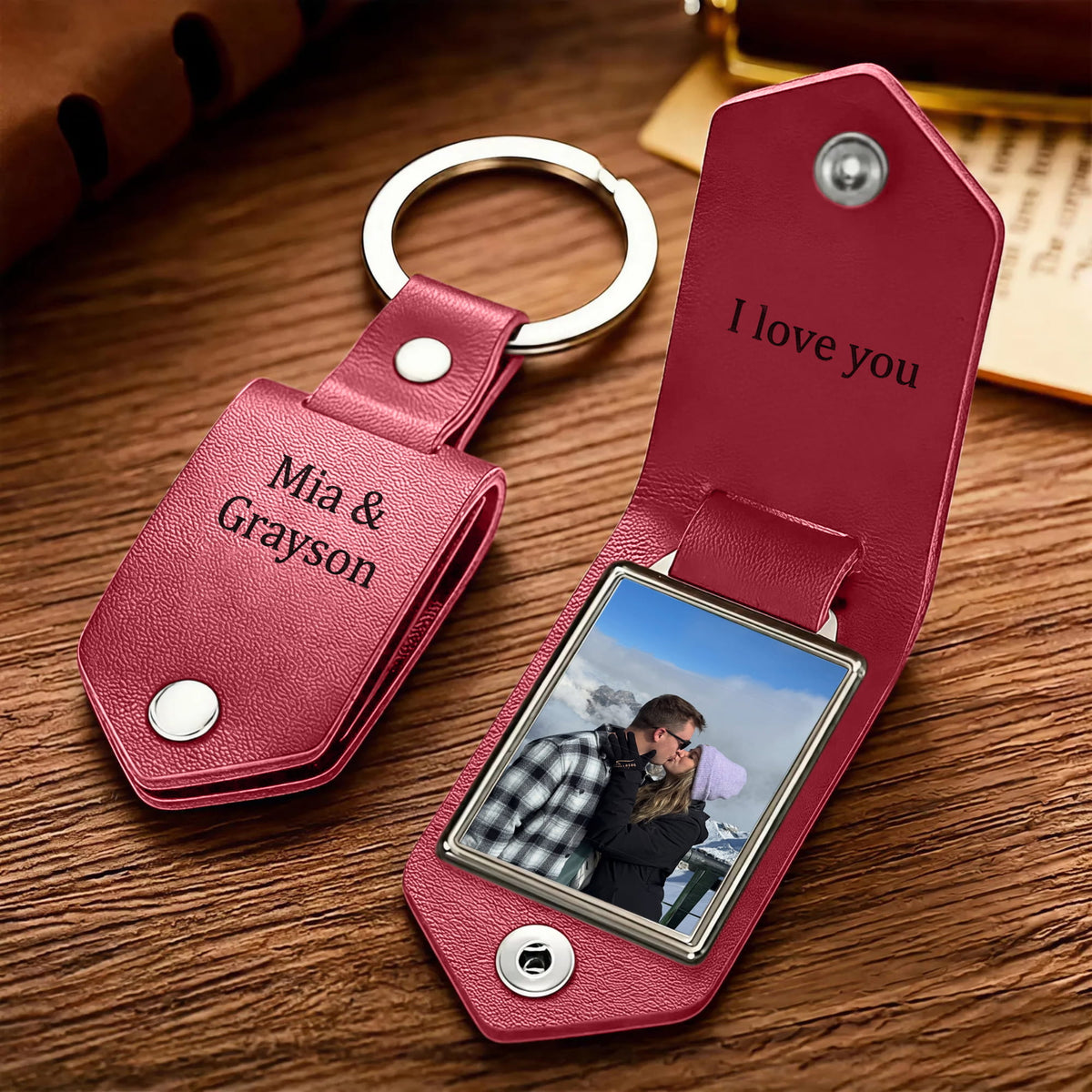 Custom Leather Photo Keychain