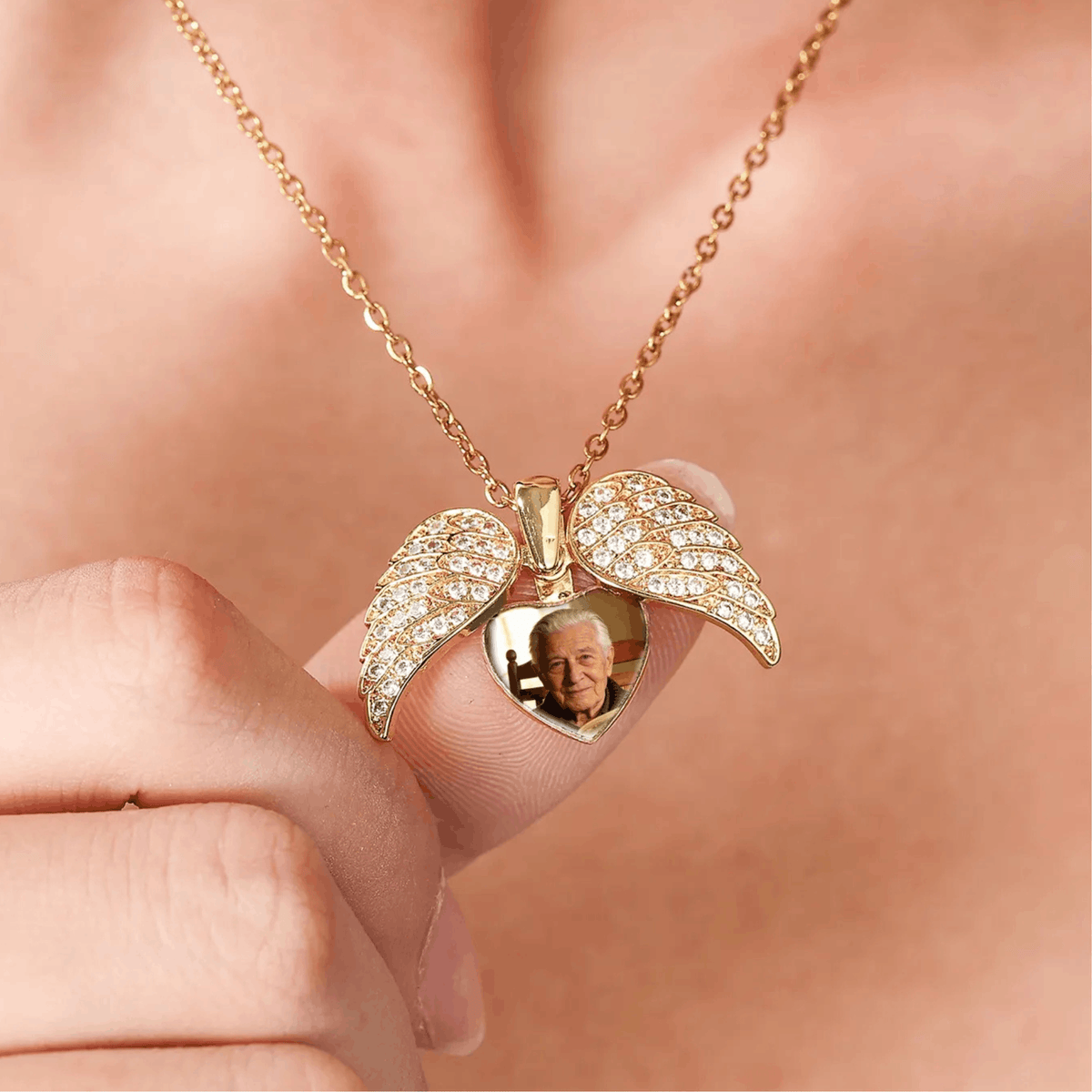 Custom Angel Photo Locket Necklace