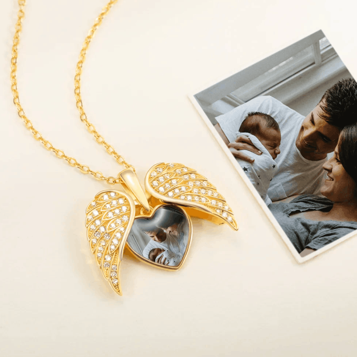 Custom Angel Photo Locket Necklace