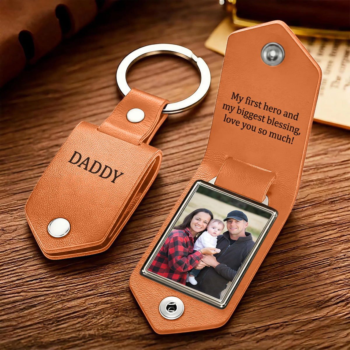 Custom Leather Photo Keychain